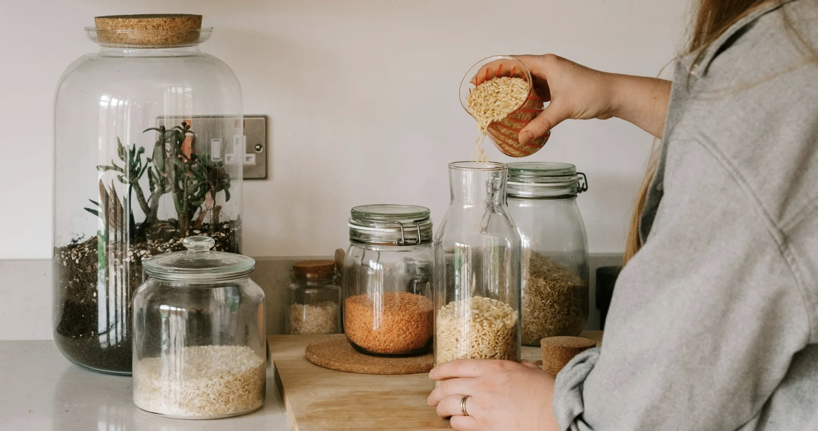 nuts in reusable jars