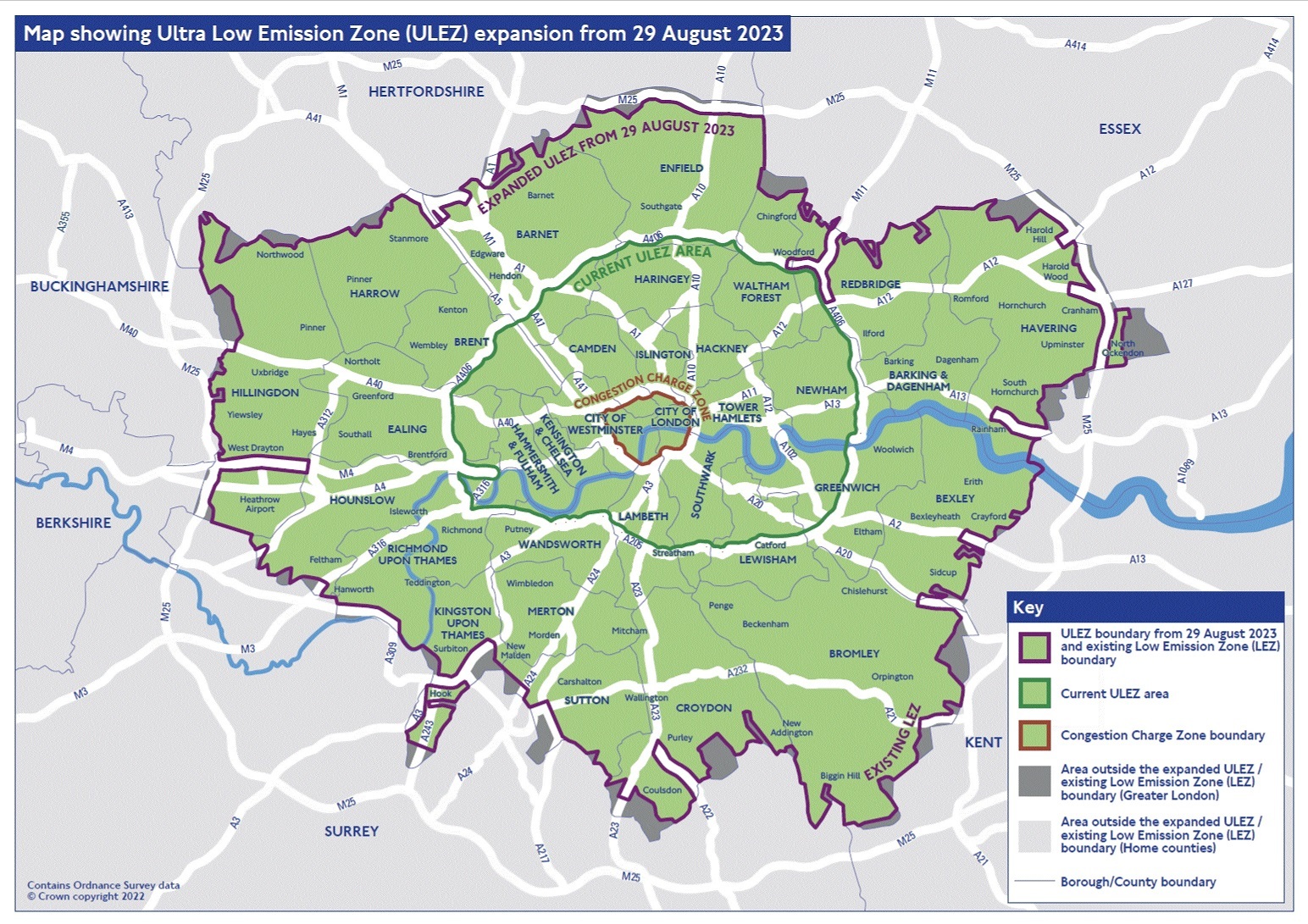 TfL map of the ULEZ expansion