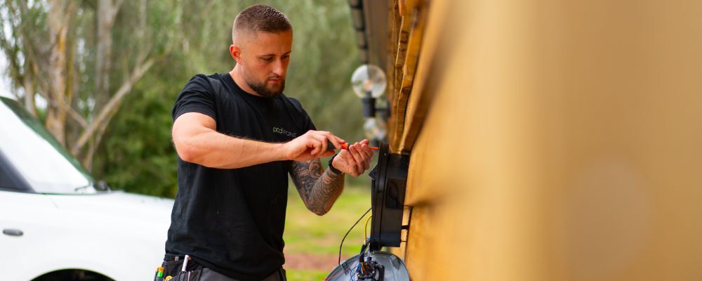 Pod Point electrician installing a home EV charger